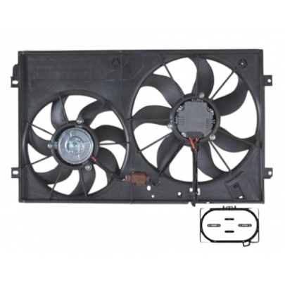 Вентилятор радиатора ( с корпусом, D=360/295,без шторки) Volkswagen Passat B6 / Фольксваген Пассат Б6 2005-2010 74W78 FPS (Тайвань)
