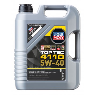 Синтетичне моторне масло 5W40 TOP TEC 4110 5L (BMW LL-04 / MB 229.31 / MB 229.51 / MB 229.52 / VW 511.00) 21479 LIQUI MOLY (Німеччина)