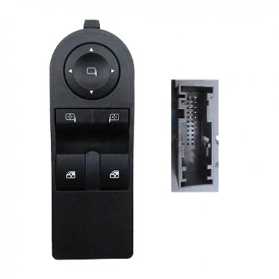 Кнопка склопідйомника спереді зліва (18 контактів) Opel Zafira B / Опель Зафіра Б 2005-2015 26393 MEAT and DORIA (Італія)