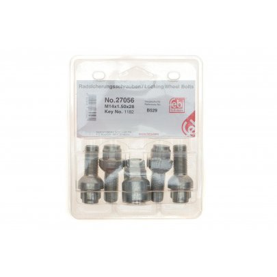 Болт колесный (комплект, M14x1.5x27мм) Volkswagen Sharan / Фольксваген Шаран 1995-2010 27056 FEBI (Германия)