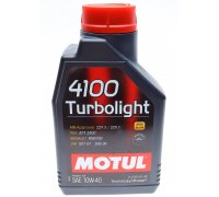 Напівсинтетичне моторне масло 10W40 Turbolight 4100 1L (VW 501.01 / 505.00 / MB 229.3 / RN 0700 / PSA B71 2300) 387601 MOTUL (Франція)