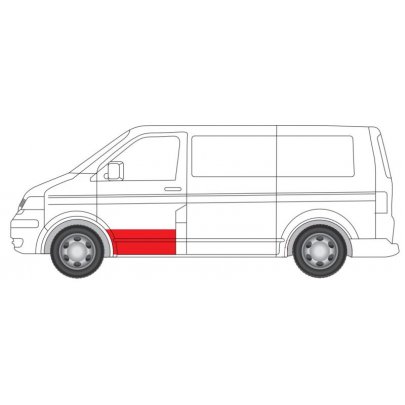 Ремонтная часть дверей левая (высота 300мм) VW Transporter T5 2003- 6015-00-9568121P BLIC (Польша)