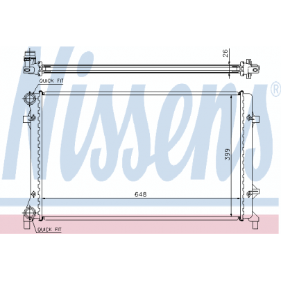 Радиатор охлаждения (648x399x26мм) VW Caddy III 1.4 / 1.6 / 2.0 / 2.0SDI 2004-2015 65277A NISSENS (Дания)