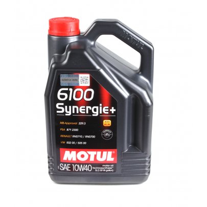 Полусинтетическое моторное масло 10W40 Synergie+ 6100 5L (VW 502.00 / 505.00 / MB 229.3 / RN 0710-0700 / PSA B71 2300) 839451 MOTUL (Франция)