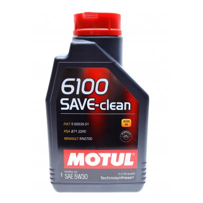 Синтетичне моторне масло 5W30 6100 Save-clean 1L (FIAT 9.55535-S1 / PSA B71 2290 / RENAULT RN0700) 841611 MOTUL (Франція)