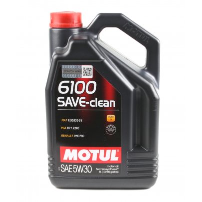 Синтетичне моторне масло 5W30 6100 Save-clean 5L (FIAT 9.55535-S1 / PSA B71 2290 / RENAULT RN0700) 841651 MOTUL (Франція)