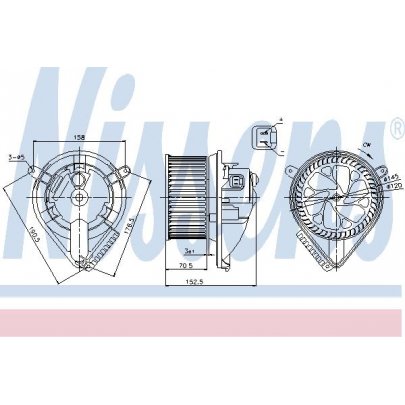 Моторчик пічки (без додаткової системи опалення) MB Vito 638 1996-2003 87156 NISSENS (Данія)