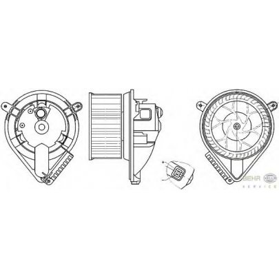 Моторчик печки (без дополнительной системы отопления) MB Vito 638 1996-2003 8EW351304-041 HELLA (Германия)