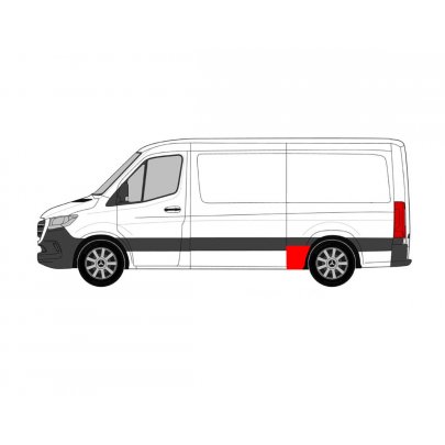 Ремонтная часть заднего крыла спереди слева (3665мм, 400мм) MB Sprinter 907 / 910 2018- FP3548563 KLOKKERHOLM (Дания)