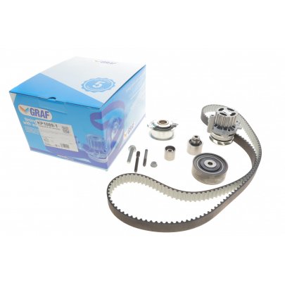 Комплект ГРМ + помпа Volkswagen Passat B6 / Фольксваген Пассат Б6 1.6TDI 2005-2010 KP1089-1 GRAF (Италия)