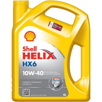 Синтетичне моторне масло 10W40 HELIX HX6 4L (MB 229.3 / RENAULT RN 0700 / VW 502.00 / VW 505.00) HELIXHX610W404L SHELL (Нидерланды)