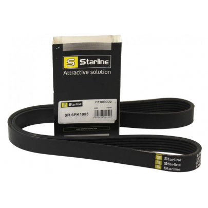 Ремінь генератора (1054мм, з кондиціонером) Volkswagen Passat B6 / Фольксваген Пассат Б6 2.0TFSI 2005-2010 SR6PK1053 STARLINE (Чехія)