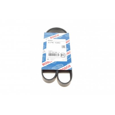 Ремінь генератора (1065мм, без кондиціонера) Volkswagen Passat B6 / Фольксваген Пассат Б6 1.6TDI 2005-2010 1987947842 BOSCH (Німеччина)