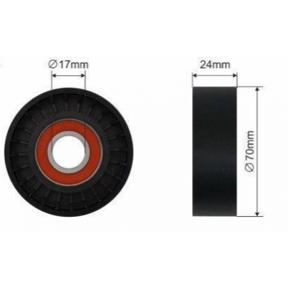 Ролик натягувача ременя генератора (70x24мм, двигун: BSE, BSF) Volkswagen Passat B6 / Фольксваген Пассат Б6 1.6FSI 2005-2010 1697 CAFFARO (Польща)