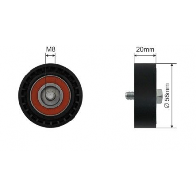Ролик натягувача ременя генератора (58x20мм, двигун: CDGA) Volkswagen Passat B6 / Фольксваген Пассат Б6 1.4TSI 2005-2010 RNKAU037 NTY (Польща)