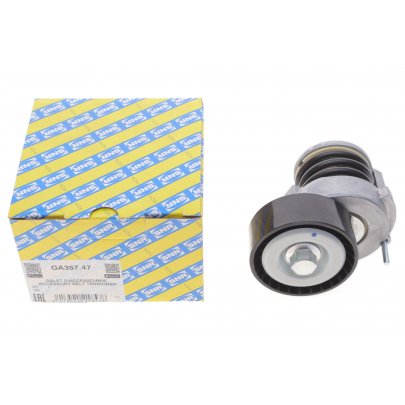Натяжитель ремня генератора (65x24мм, с кондиционером, двигатель: BLF) Volkswagen Passat B6 / Фольксваген Пассат Б6 1.6FSI 2005-2010 GA357.47 SNR (Франция)
