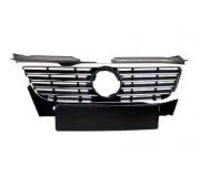 Решітка радіатора (хром / чорний, з отворами під парктроніки)  Volkswagen Passat B6 / Фольксваген Пассат Б6 2005-2010 0510610991 TEMPEST (Тайвань)