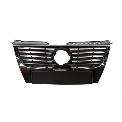 Решітка радіатора (хром / чорний, без отворів для парктроніка)  Volkswagen Passat B6 / Фольксваген Пассат Б6 2005-2010 6502-07-95409910P BLIC (Польща)