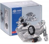 Суппорт тормозной задний левый Volkswagen Tiguan / Фольксваген Тигуан 2.0 (бензин) 2007-2016 8AN355783-331 HELLA PAGID (Германия)