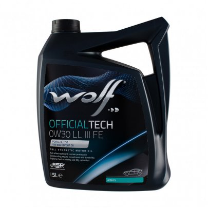 Синтетическое моторное масло 0W30 OFFICIALTECH LL III FE 5L (BMW LONGLIFE-04 / FIAT 9.55535-DS1 / FIAT 9.55535-GS1 / FIAT 9.55535-S3 / MB 229.31 / MB 229.51 / PORSCHE C30 / VW 504.00/507.00 / VW TL 52 545) 1044344 WOLF (Бельгия)