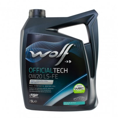 Синтетическое моторное масло 0W20 OFFICIALTECH LS-FE 5L (BMW LONGLIFE-17FE+ / CHRYSLER MS 12145 / FIAT 9.55535-GSX / FORD WSS-M2C945-A / JAGUAR-LAND ROVER STJLR.03.5006 / MB 229.71 / MB 229.72 / OPEL OV0401547 / VOLVO VCC RBS0-2AE ) 8339479 WOLF (Бельгия)