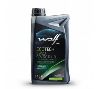Синтетическое моторное масло 5W20 ECOTECH SP/RC D1-3 1L (CHRYSLER MS 6395 / FIAT 9.55535-CR1 / FIAT 9.55535-GSX / FORD WSS M2C945-A / FORD WSS-M2C946-A / FORD WSS-M2C947-A / FORD WSS-M2C962-A) 1050523 WOLF (Бельгия)