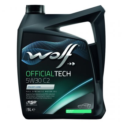 Синтетическое моторное масло 5W30 OFFICIALTECH C2 5L (FIAT 9.55535-S1 / PSA B71 2290 / RENAULT RN 0700) 8309113 WOLF (Бельгия)