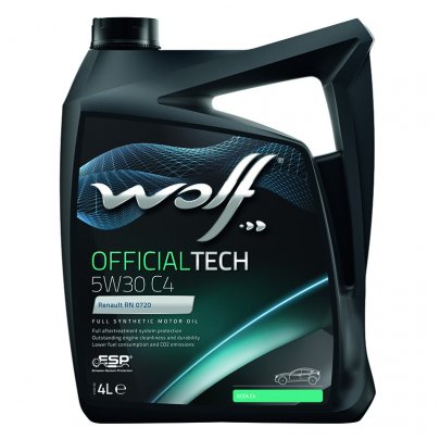 Синтетическое моторное масло 5W30 OFFICIALTECH C4 4L (FIAT 9.55535-S4 / MB 229.31 / MB 226.51 / MB 229.51 / RENAULT RN 0720) 8308413 WOLF (Бельгия)
