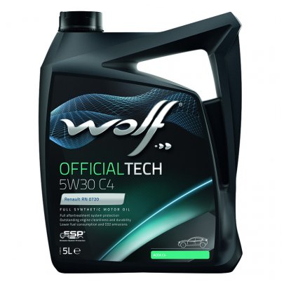 Синтетическое моторное масло 5W30 OFFICIALTECH C4 5L (FIAT 9.55535-S4 / MB 229.31 / MB 226.51 / MB 229.51 / RENAULT RN 0720) 8308512 WOLF (Бельгия)