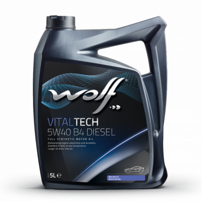 Синтетичне моторне масло 5W40 VITALTECH B4 DIESEL 5L (BMW LONGLIFE-01 / MB 226.5 / MB 229.3 / OPEL GM-LL-B-025 / PORSCHE A40 / PSA B71 2296 / RENAULT RN 0700 / RENAULT RN 0710 / VW 502.00 / VW 505.00) 1042635 WOLF (Бельгія)