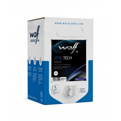 Синтетическое моторное масло 5W40 VITALTECH BIB 20L (BMW LONGLIFE-01 / MB 226.5 / MB 229.3 / OPEL GM-LL-A-025/GM-LL-B-025 / PORSCHE A40 /  RENAULT RN 0700 / RN 0710 / VW 502.00 / VW 505.00 / FIAT 9.55535-H2/9.55535-M2/9.55535-Z2) 1051076 WOLF (Бельгия)