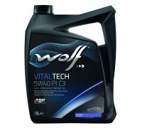 Синтетическое моторное масло 5W40 VITALTECH PI C3 5L (BMW LONGLIFE-04 / FIAT 9.55535-GH2/9.55535-S2 / FORD WSS-M2C917-A / MB 226.5 / MB 229.31 / MB 229.51 / PORSCHE A40 / RENAULT RN 0700/RN 0710 / VW 505.00 / VW 505.01) 8303012 WOLF (Бельгия)