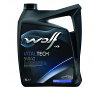 Синтетическое моторное масло 5W40 VITALTECH 5L (BMW LONGLIFE-01 / MB 226.5 / MB 229.3 / OPEL GM-LL-A-025/GM-LL-B-025 / PORSCHE A40 / RENAULT RN 0700/RN 0710 / VW 502.00 / VW 505.00 / FIAT 9.55535-H2 / FIAT 9.55535-M2/9.55535-Z2) 8311291 WOLF (Бельгия)