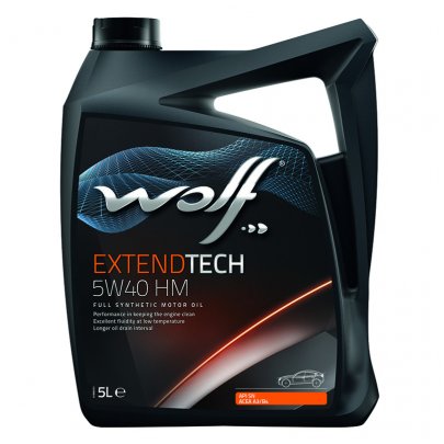 Синтетическое моторное масло 5W40 EXTENDTECH HM 5L (MB 226.5/229.3/229.5 / PORSCHE A40 / RENAULT RN 0700/0710 / VW 502.00/505.00 / CHRYSLER MS 12991 / FIAT 9.55535-H2/9.55535-M2/9.55535-N2/9.55535-Z2 / OPEL GM-LL-B-025) 8321580 WOLF (Бельгия)