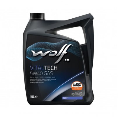 Синтетичне моторне масло 5W40 VITALTECH GAS 5L (FIAT 9.55535-T2 / MB 229.51 / VW 502.00) 8326097 WOLF (Бельгія)