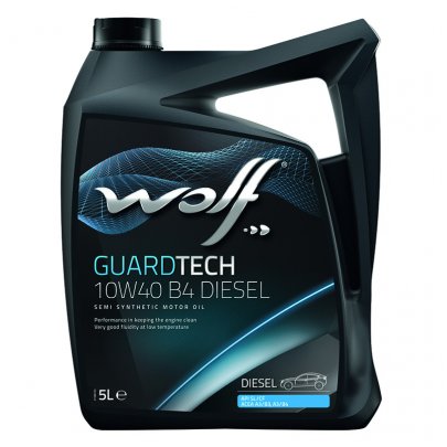 Синтетическое моторное масло 10W40 GUARDTECH B4 DIESEL 5L (MB 229.1 / VW 501.01 / VW 505.00) 8303913 WOLF (Бельгия)