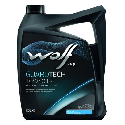 Синтетическое моторное масло 10W40 GUARDTECH B4 5L (MB 229.1 / VW 501.01 / VW 505.00 / FIAT 9.55535-D2 / FIAT 9.55535-G2 / RENAULT RN 0700 / RENAULT RN 0710) 8304019 WOLF (Бельгия)