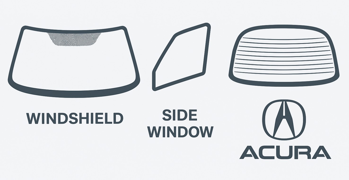 Боковое стекло Acura EL, заднее и переднее автоскло