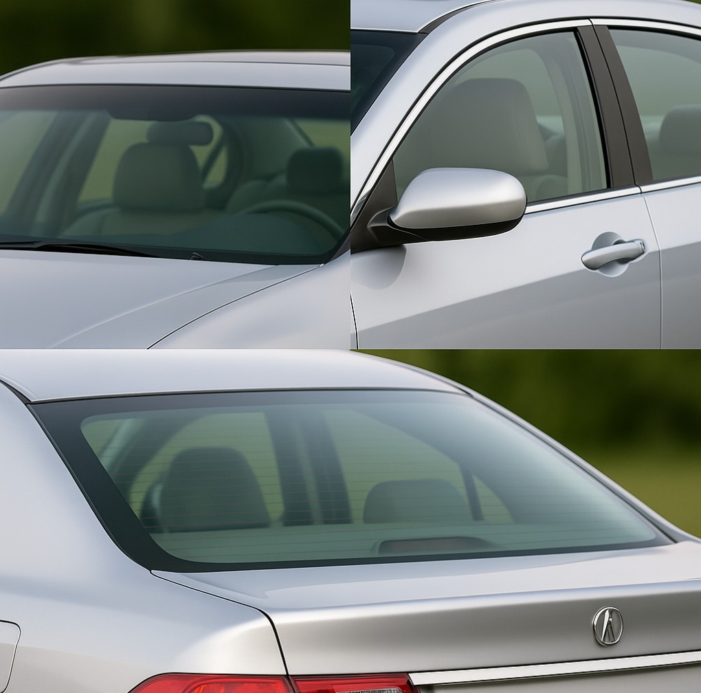 Автоскло Акура TSX 2003-2008 з обігрівом та полосою від сонця